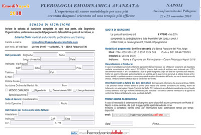 Scheda Iscrizione Corso Flebologico Napoli 22 23 novembre 2018 compilabile 400